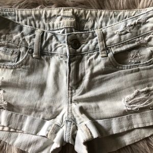 American Eagle light-wash distressed jean shorts